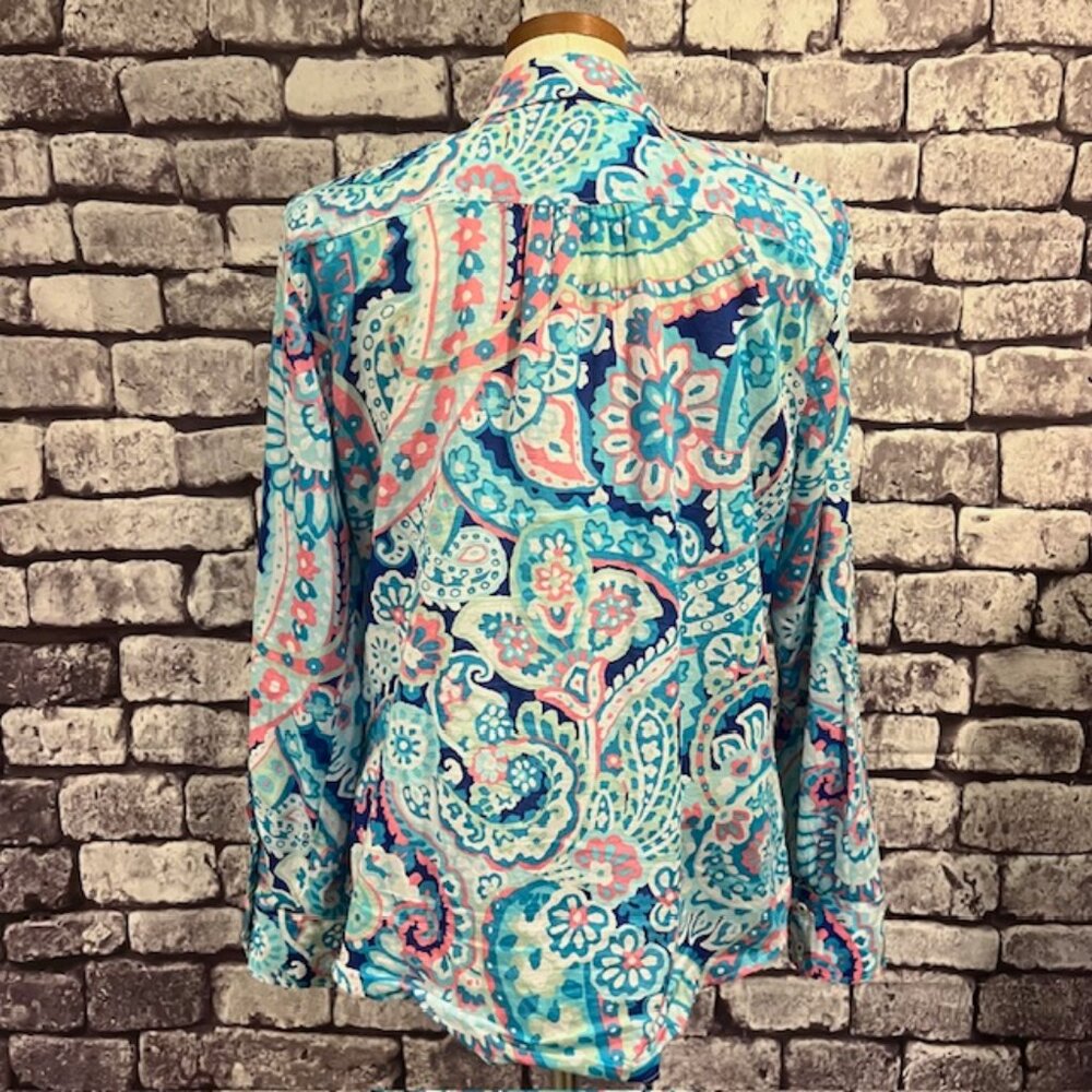 Talbots Multicolored Button Down Long Sleeve Blou… - image 6